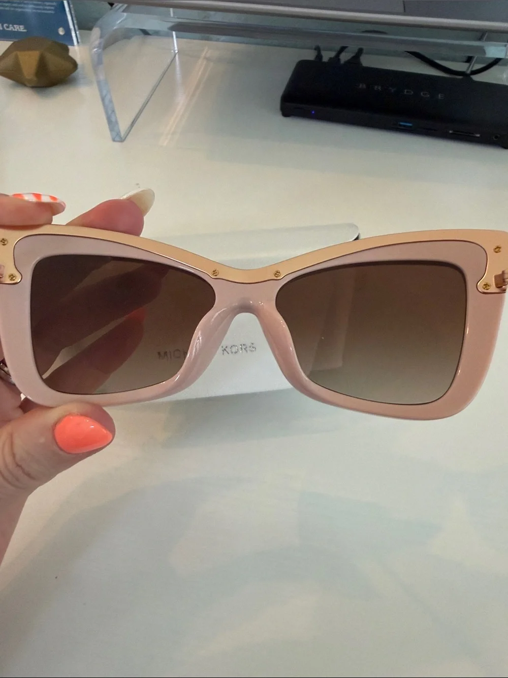 Michael Kors Hollywood Cat Eye Sunglasses in Shell Pink
